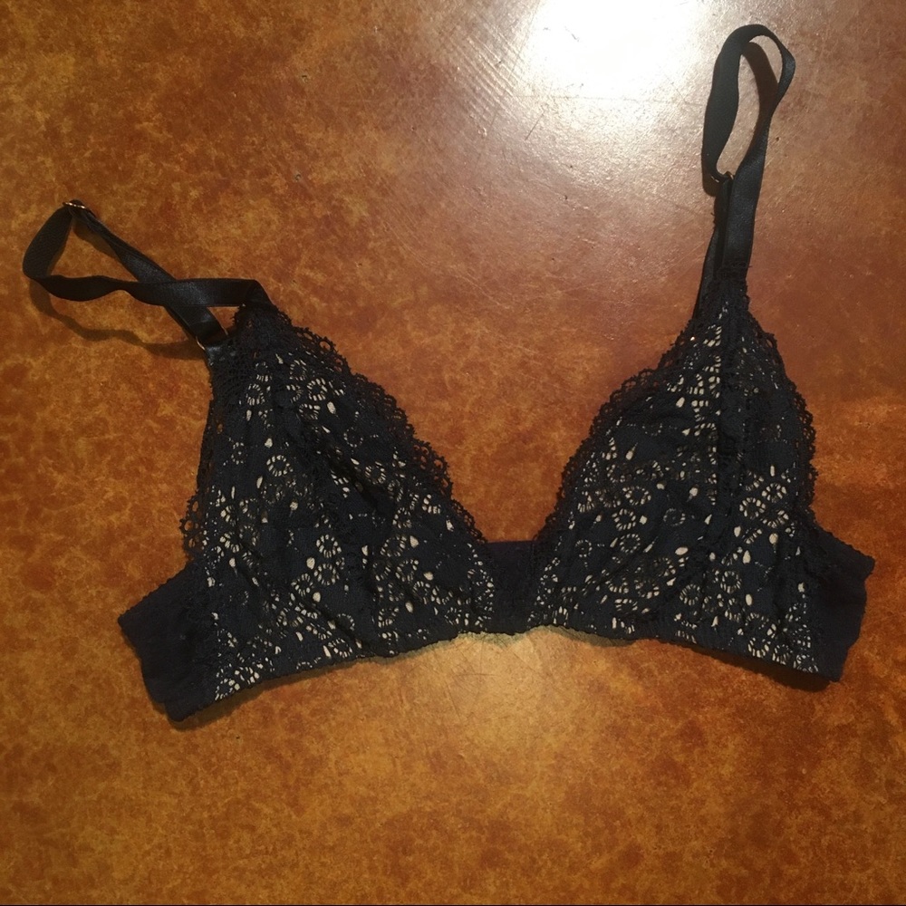Anthropologie Navy Blue Lace Bralette